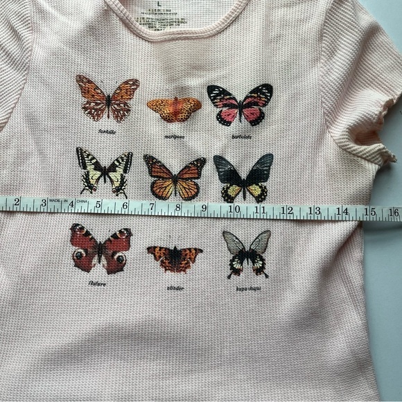 Awake Butterfly Short Sleeve Crop Top Pink Large - Picture 7 of 8